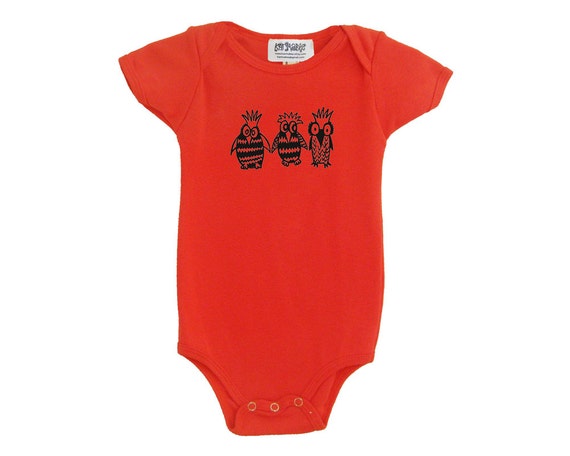 Organic owl baby onesie Cotton American Apparel one-piece bodysuit