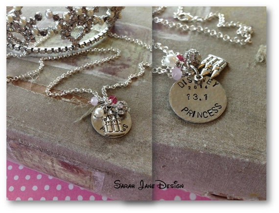 PRINCESS Stamped Necklace, Running Jewelry, Run Disney, 13.1, princess half jewelry, half marathon, princess, runner