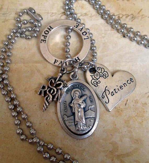 St. Agatha R.N. Nurses Charm Necklace Registered by MarysPrayers
