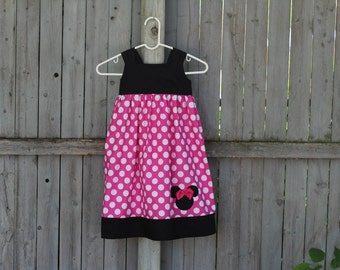 Pink Minnie Mouse Dress, Reverse Knot Dress, Minnie Knot Dress, Perfect for Minnie Mouse or Mickey Mouse Birthday Party!