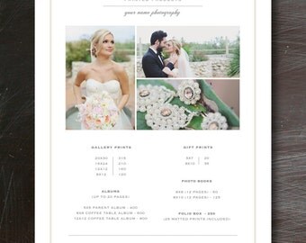 Photography Pricing Template - Photography Marketing - Photography Pricing - Product Price List Photoshop Template - Photography Template