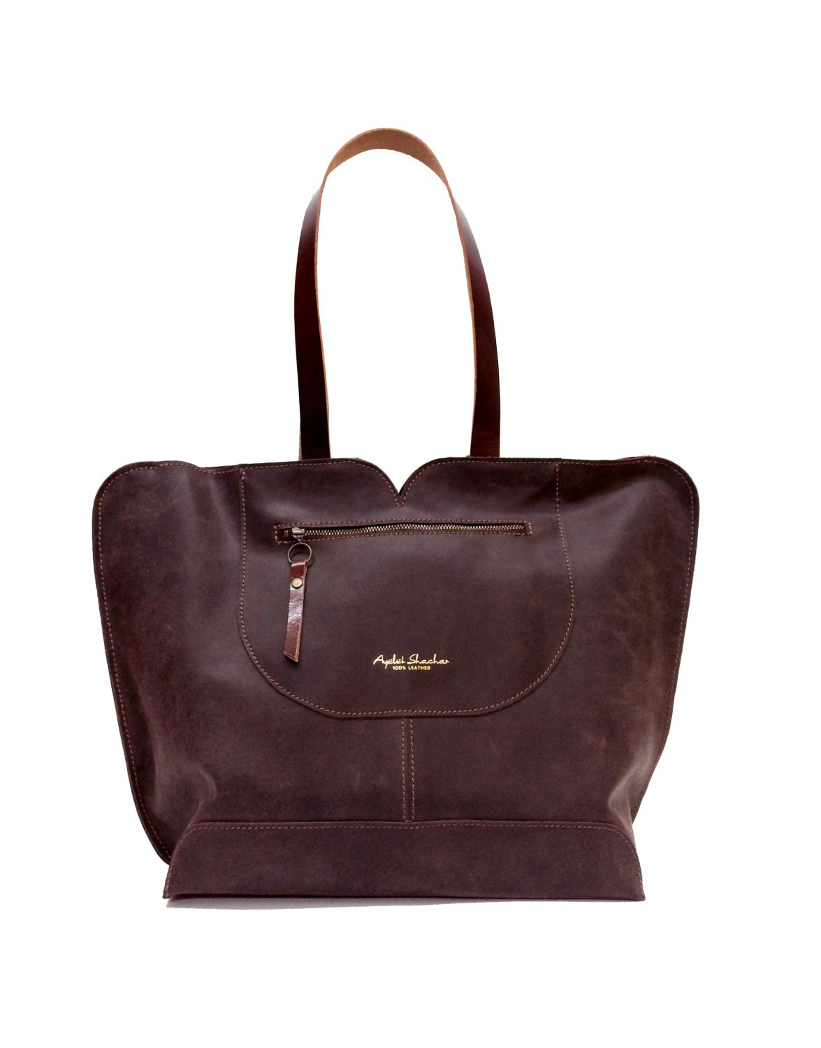 Brown Leather tote big leather bag Women bag The by AyeletShachar