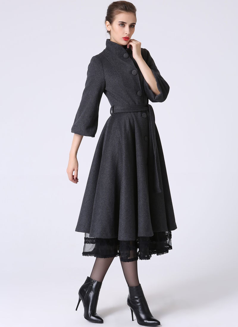 Dark Gray Wool Womens Winter Coat Gray Coat Wool Jacket