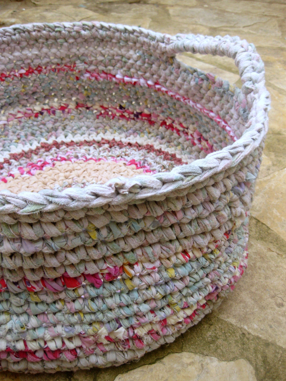 Large Rag Basket Crocheted Rag Basket Large Storage By Odpaam