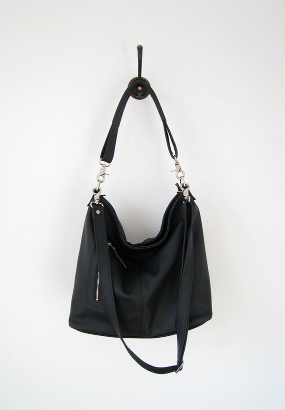 Italian black leather purse MAX black leather hobo bag