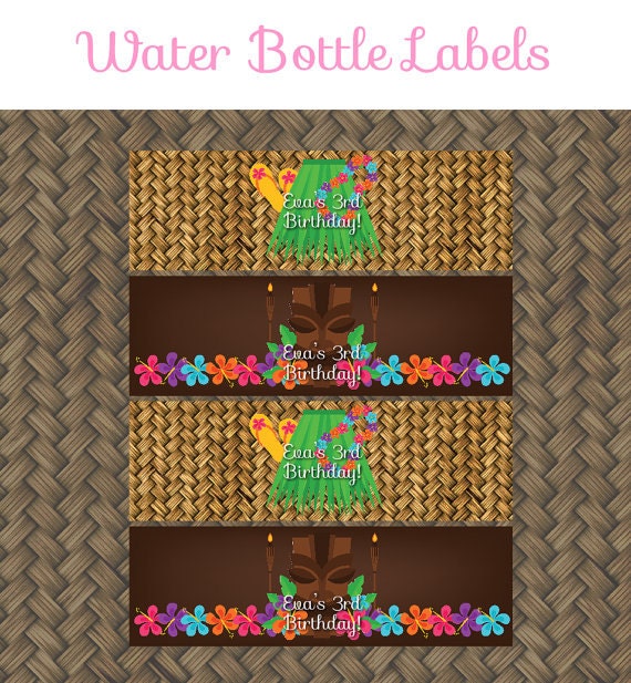 Printable Hawaiian Luau Party - WATER BOTTLE LABELS - Printable Water ...