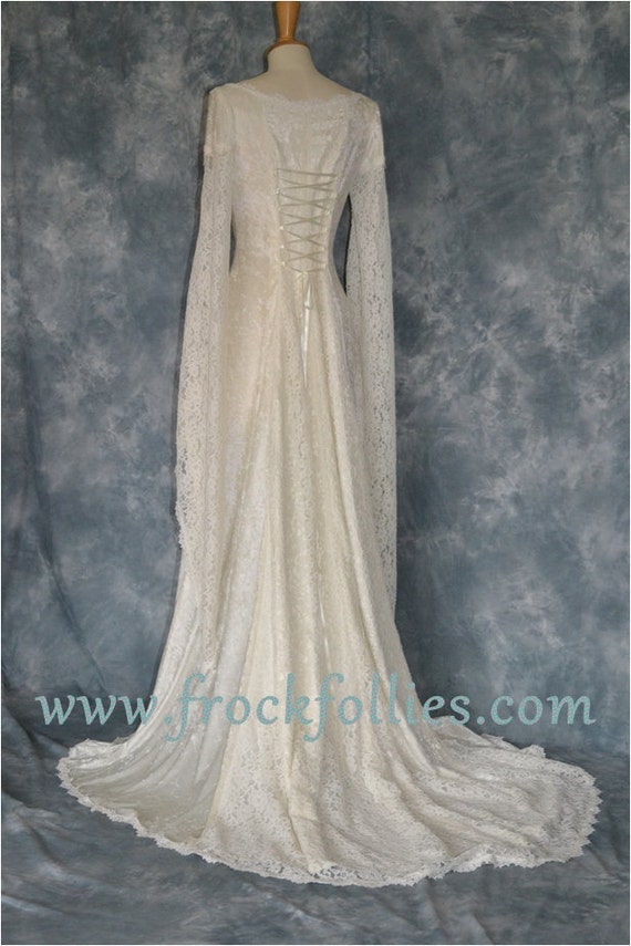 Elvish Wedding Dress Medieval Hand Fasting Gown by frockfollies