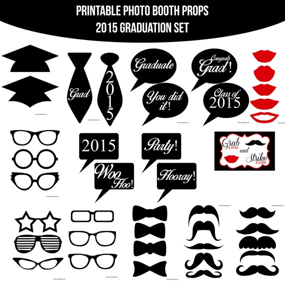 Printable Graduation Photo Booth Props 2015 | instant download graduation graduate grad by amandakprintables Printable Graduation Photo Booth Props 2015 | instant download graduation graduate grad by amandakprintables