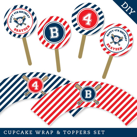 Baseball party - Personalized DIY printable cupcake wrapper and topper set Il_570xn