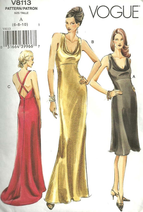  Vogue  8113 Sewing Pattern  Gown Evening  Dress  Size 6 8 10