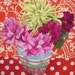 An original gouache watercolour painting called Dahlias by Claire Leggett