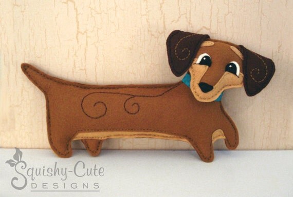 Dachshund Sewing Pattern PDF - Dog Stuffed Animal Felt Plushie - Doodle The Dachshund - Instant Download