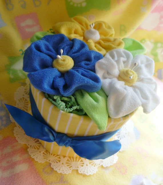 Diaper Cake..Baby Washcloth Flowers..Baby by mollbelldesigns