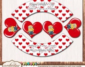 Despicable Me Minion Valentine's Day Cupcake Wrapper & Topper Set - Printable - Digital File - INSTANT DOWNLOAD Il_170x135