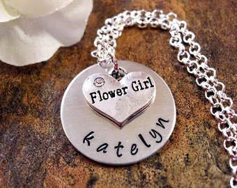 Wedding Necklace, Flower Girl Necklace, Personalized Flower Girl Necklace, Flower Girl Jewelry, Bridal Jewelry