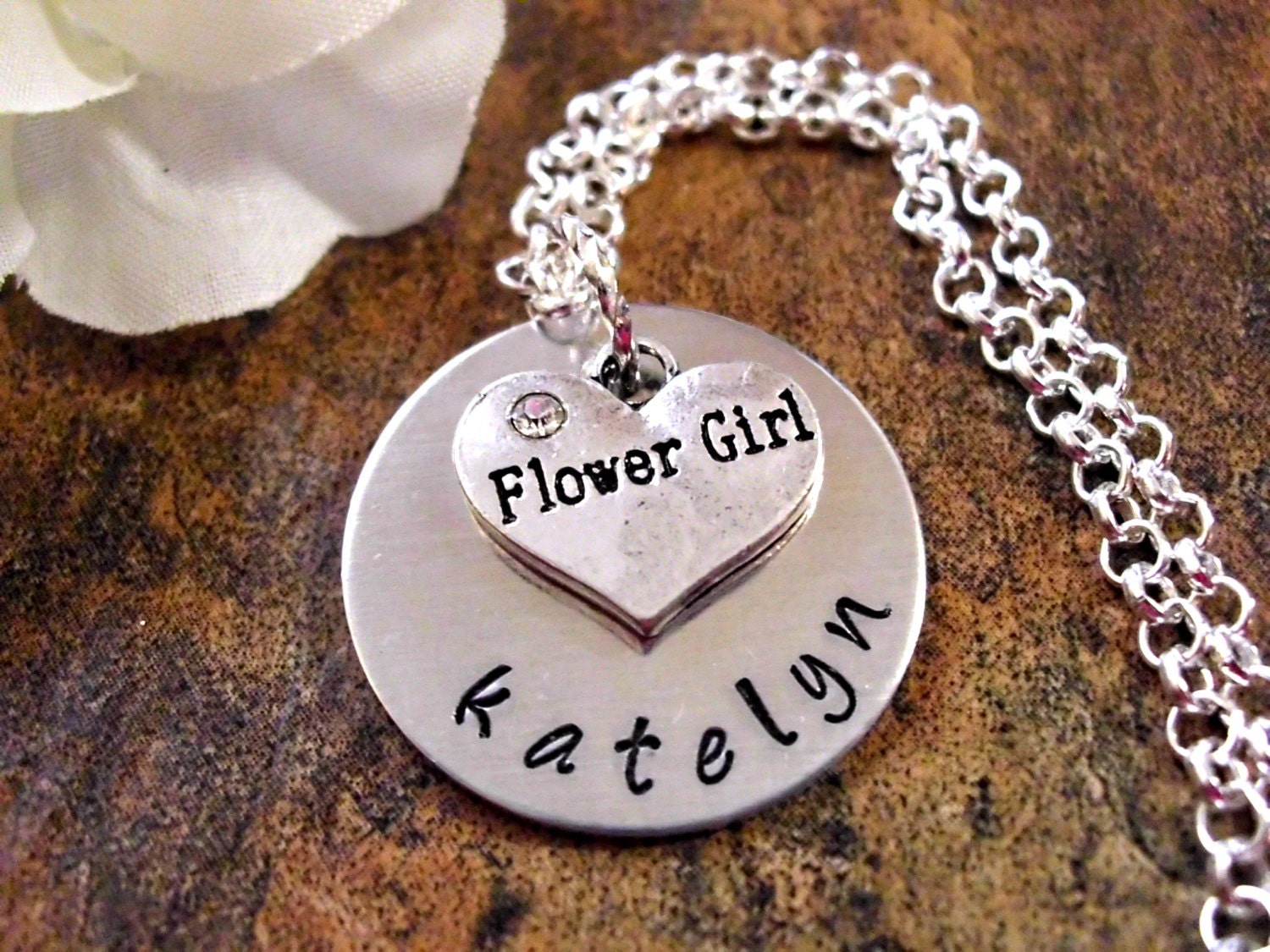 Wedding Necklace Flower Girl Necklace Personalized Flower