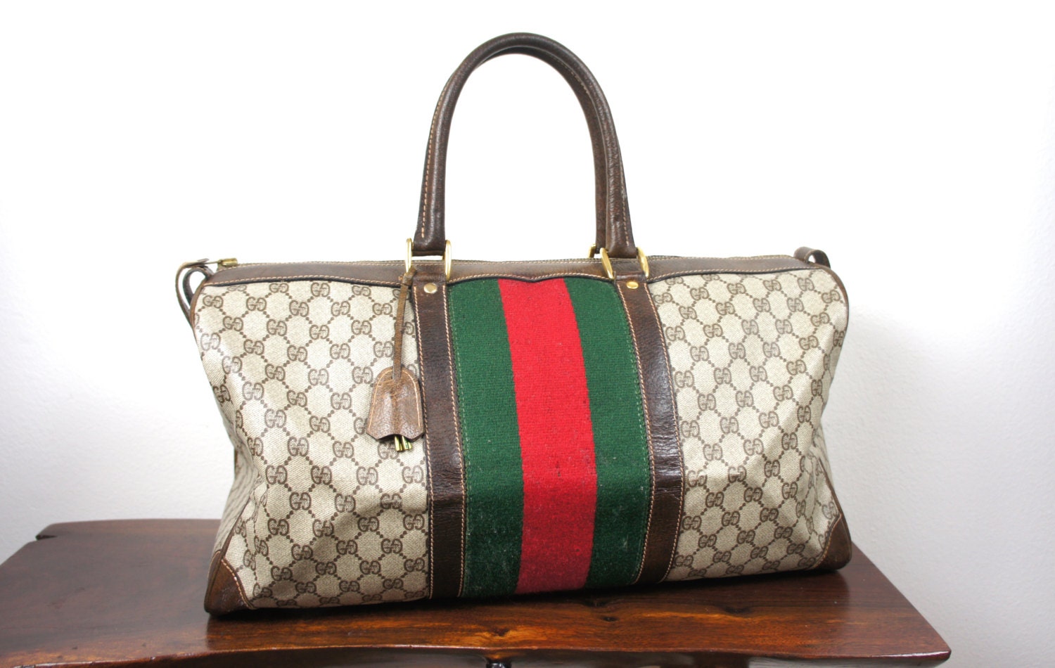 Vintage Gucci Weekender Large Bag GG Monogrammed Canvas