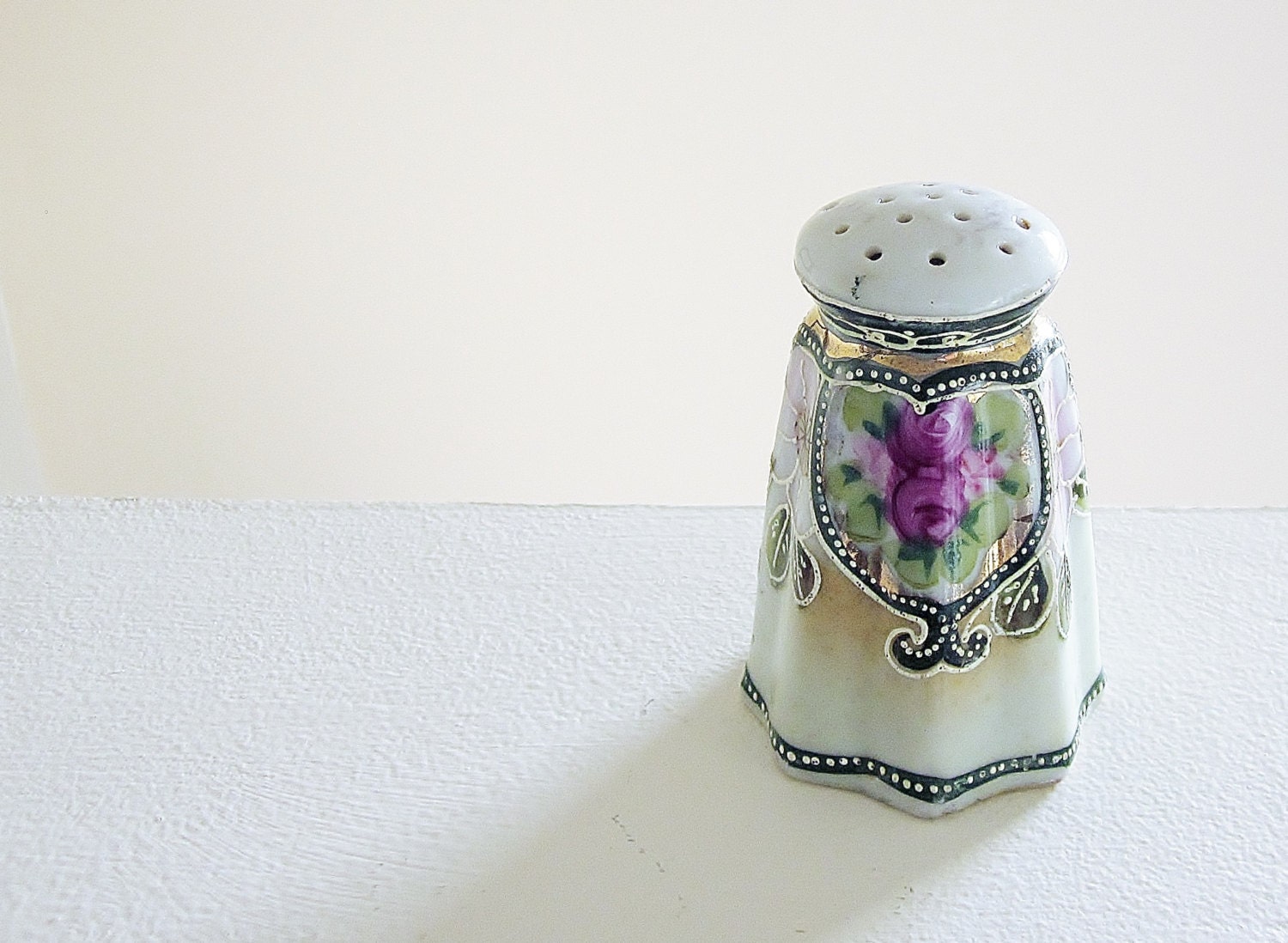 Vintage Nippon China Salt Shaker Hand Painted Art Nouveau