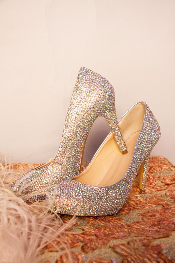 Iridescent Rhinestone & Sparkle Heels by LeLookshop on Etsy