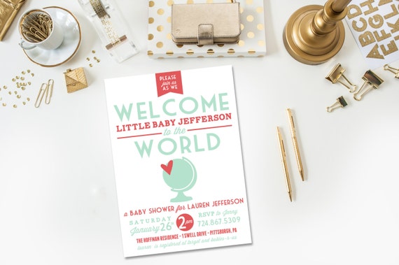 Welcome to the World DIY Printable Baby Shower Invitation Il_570xn