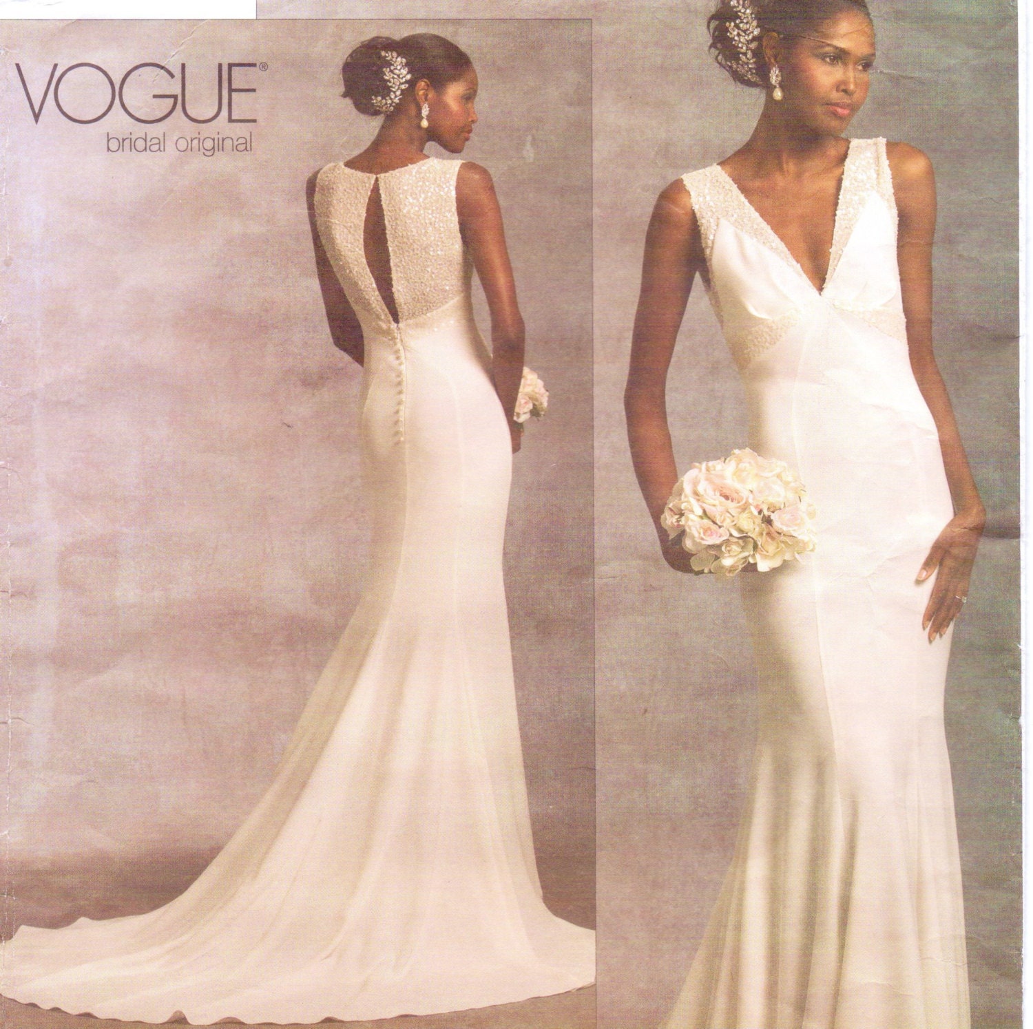  Vogue Bridal  Original Pattern V1032 Womens V Neckline Wedding 