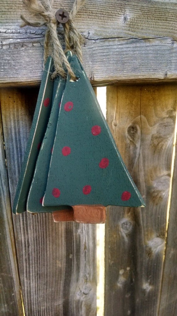 Set of 3 wooden hanging Christmas Trees