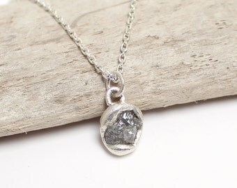 Rough diamond pendant necklace, rough diamond necklace, raw diamond necklace, uncut diamond necklace, bridal necklace, wedding pendant