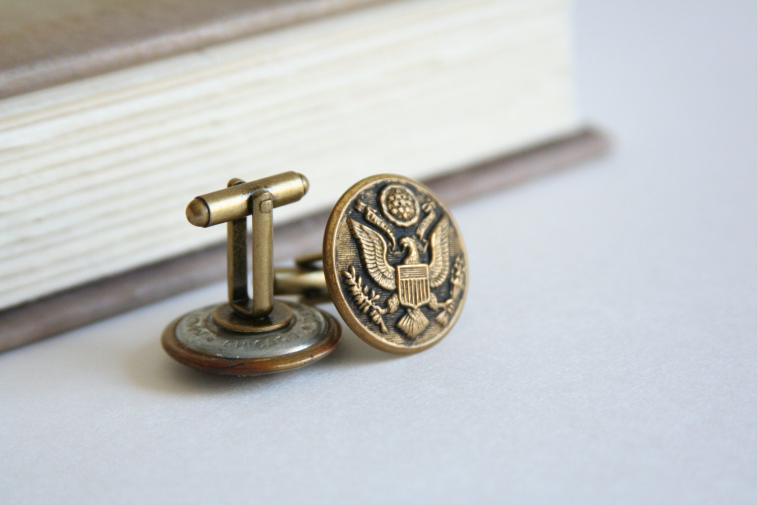 US Army Cufflinks Eagle Cuff Links made with vintage