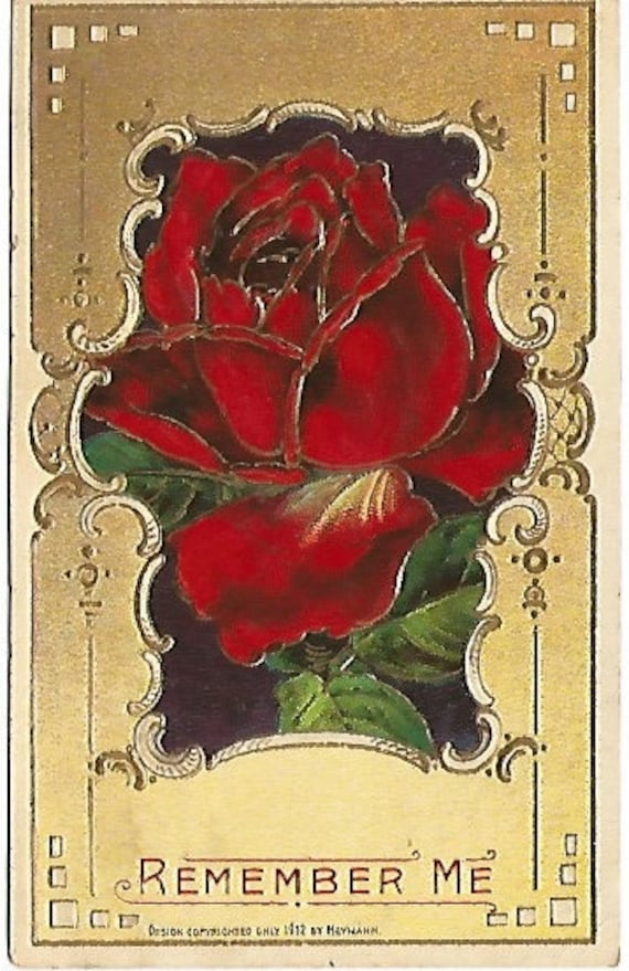 Antique Postcard "Remember Me" Design Copyrighted Only 1912 by Heymann Rose in Gold Gild Frame