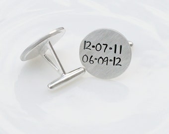 Sterling Silver Cufflinks - Hand Stamped Cufflinks - Custom Cufflinks - Personalized Cufflinks - Valentines Day Gift for Him