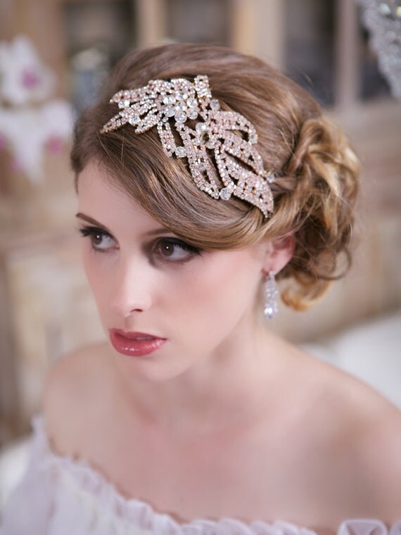 Crystal Rose Gold Headpiece, Crystal Wedding Head piece, Crystal Bridal Hair Accessories, Silver Crystal Comb, STYLE 150 - Silver or Gold