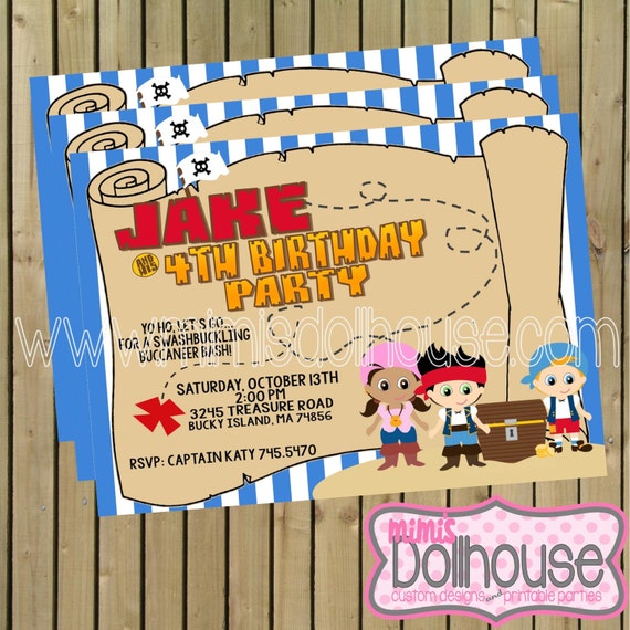 Pirates Invitation- Printable Neverland Pirates Birthday Invitation PDF/JPEG Il_570xn