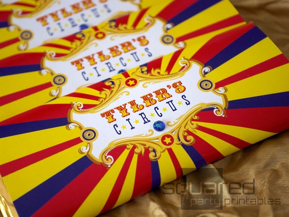 Vintage Circus Printable Birthday Chocolate Bar Wrappers - Primary Colors - DIY Print - Carnival Birthday Party Il_570xn