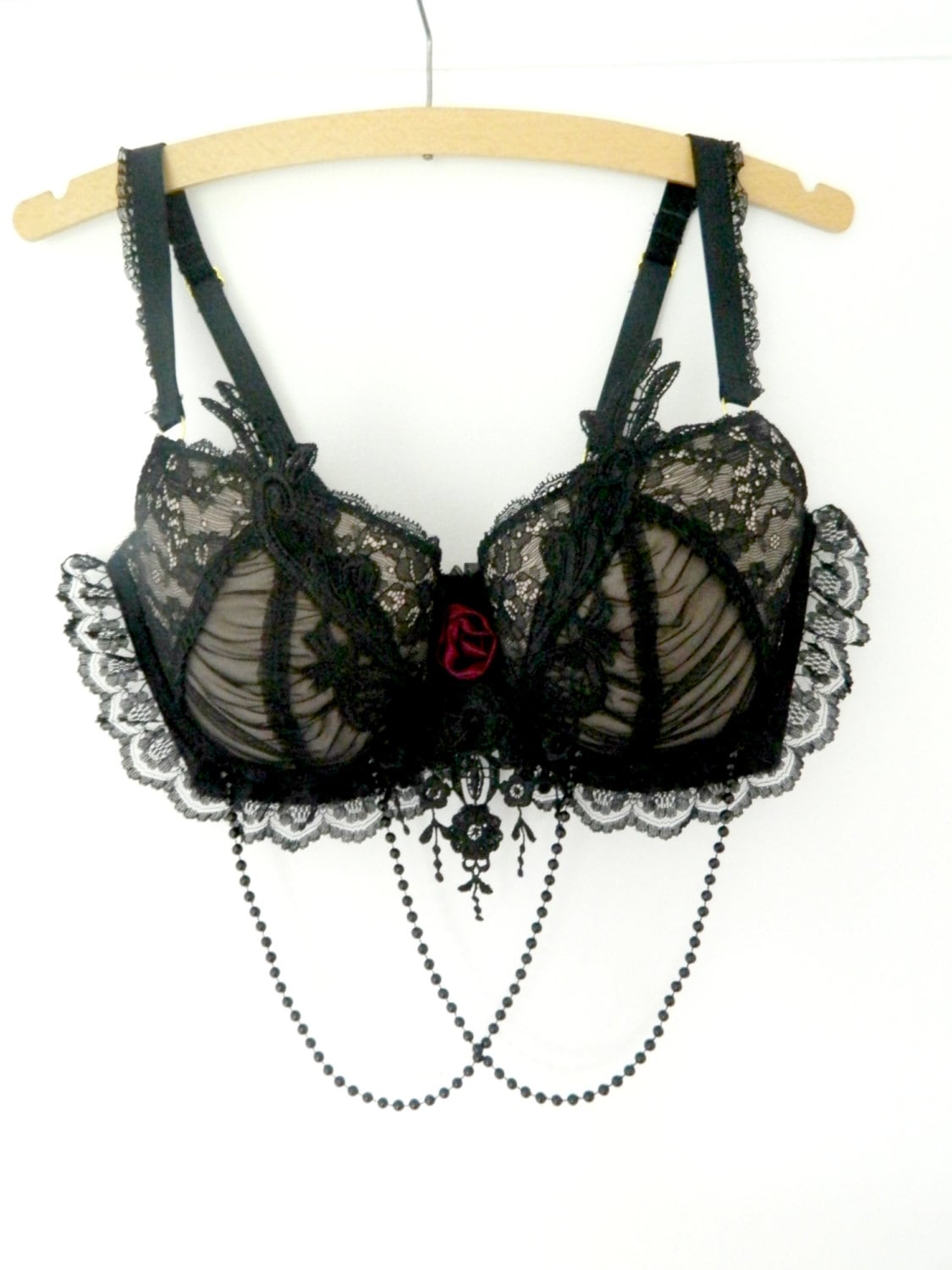 Gothic Black & Wine Bra Set Burlesque Fusion Belly dance