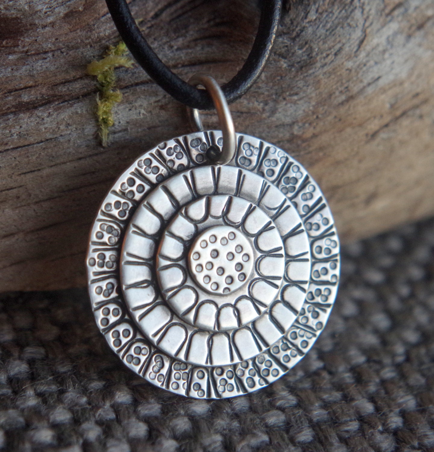 Artisan Sterling silver necklace Mandala circles with