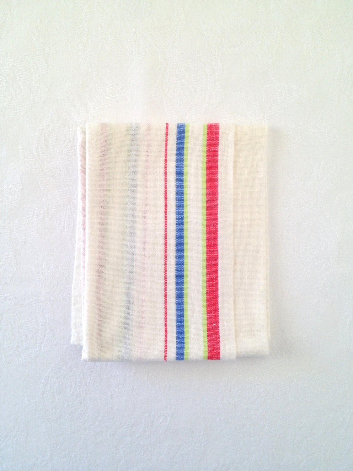 Vintage Cannon Kitchen Towel White Red Blue Green Stripes