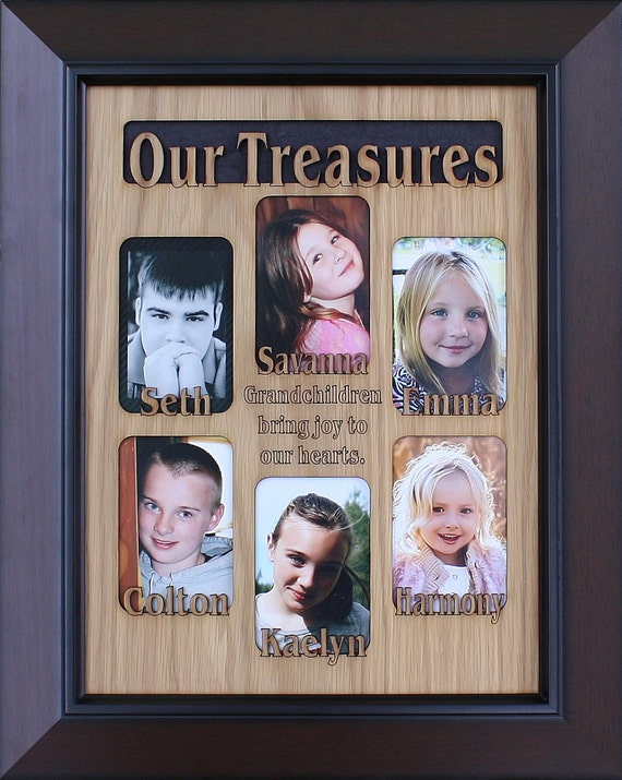 5 to 8 Grandkids Names Mat 11x14 Custom Wood by JennysFrameworks