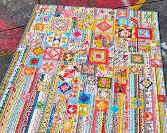 Gypsy Wife Quilt Pattern Booklet - Jen Kingwell Designs of Australia - Modern Quilting Pattern - Bright Squares Strips