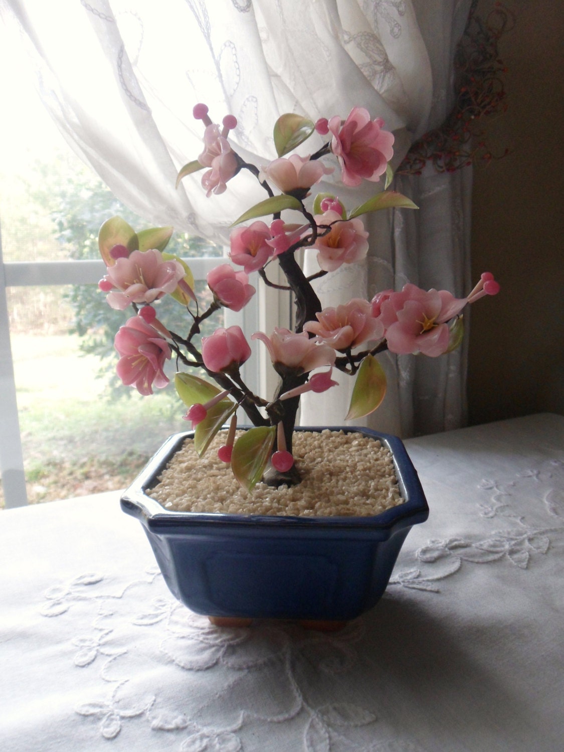 Quartz Cherry Blossom Bonsai Tree Pink Jade Tree Asian Glass