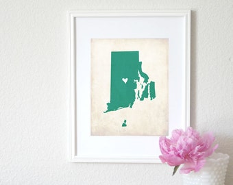 Rhode Island Rustic State Map. Personalized Rhode Island Map. Wedding Gift. Baby Shower Gift. Graduation Gift. Home Map. Art Print 8x10.
