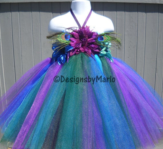 Peacock Tutu dress Purple tutu Blue tutu plum by Designsbymarlo