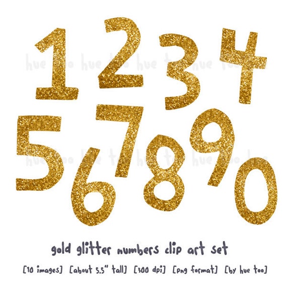 gold glitter numbers instant download clip art gold digital