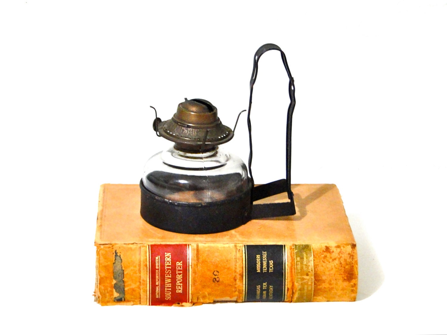 1900s Antique Oil Lamp Kerosene Iron Wall Bracket Early