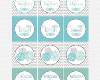 Chevron Stripe SURF'S UP Baby Boy Shower by TangerinePaperie