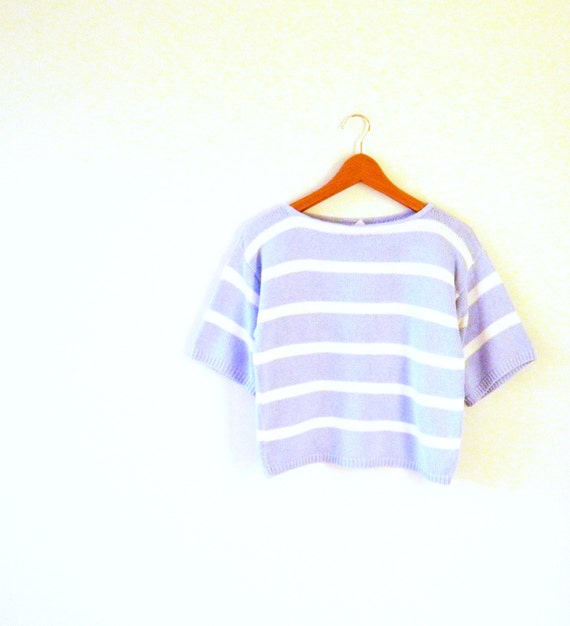 Vintage Pastel Cropped 80s Sweater / Preppy by thehappyforest