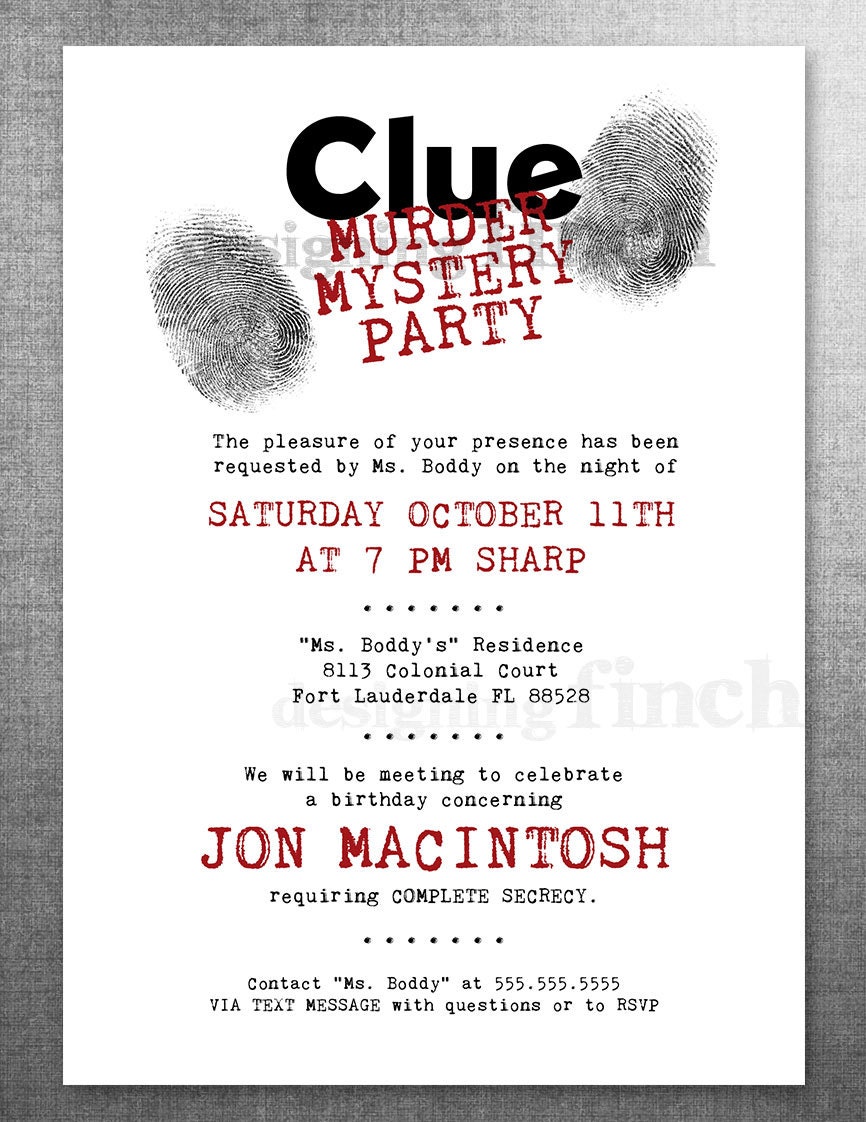 Murder Mystery Party Invitations 1