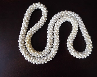 vintage flapper pearl cluster woven rope necklace bridal