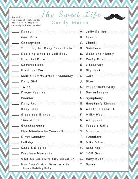 bar shower game name candy baby that Candy  Life Bar Sweet Shower Match Shower Baby Baby Printable Game