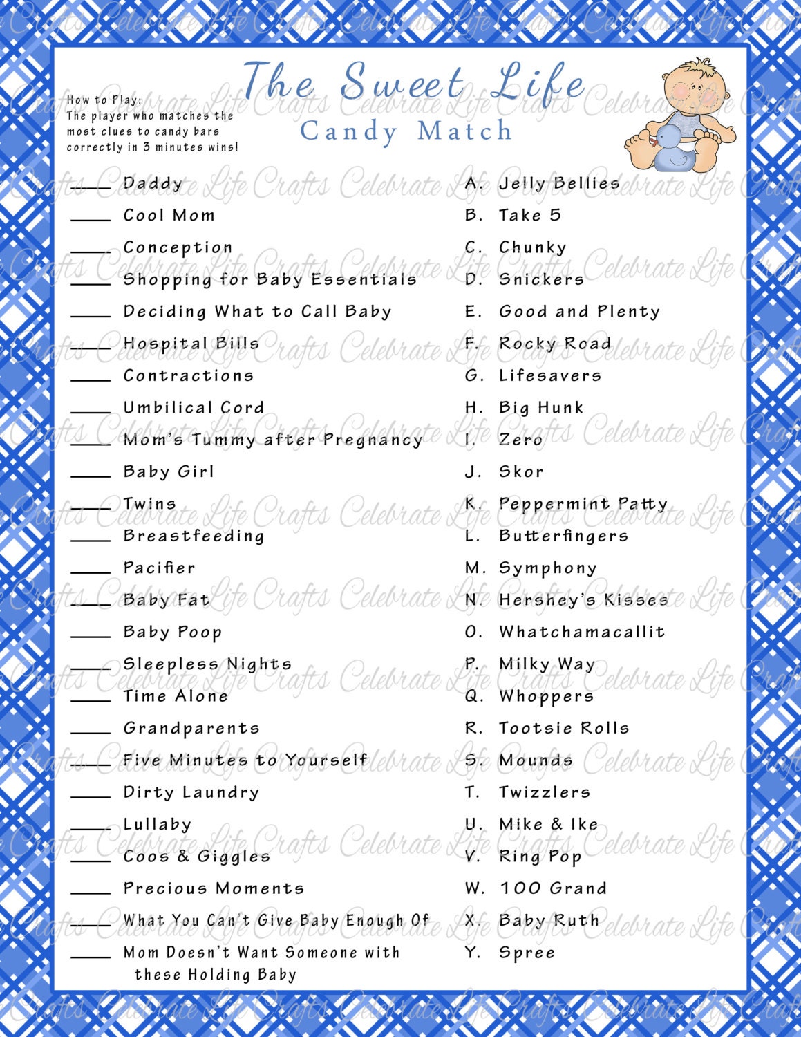 This is a photo of Mesmerizing Baby Shower Candy Bar Game Printable It is an image of Mesmerizing Baby Shower Candy Bar Game Printable