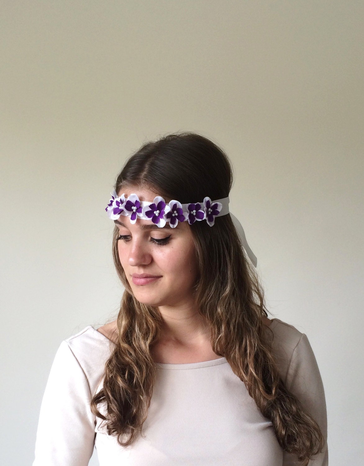 Hippie Flower Headband Violets Headband Bridal Boho
